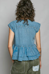 Trendsi POL Eyelet Embroidery Pintuck Sleeveless Cotton Blouse - Shirts