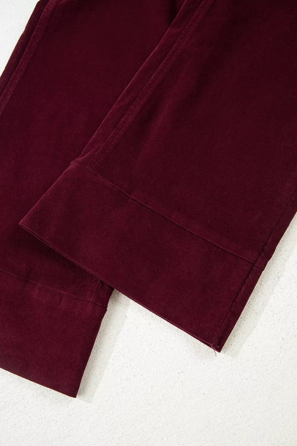Trendsi Corduroy Solid Color High Waist Wide Leg Pants -