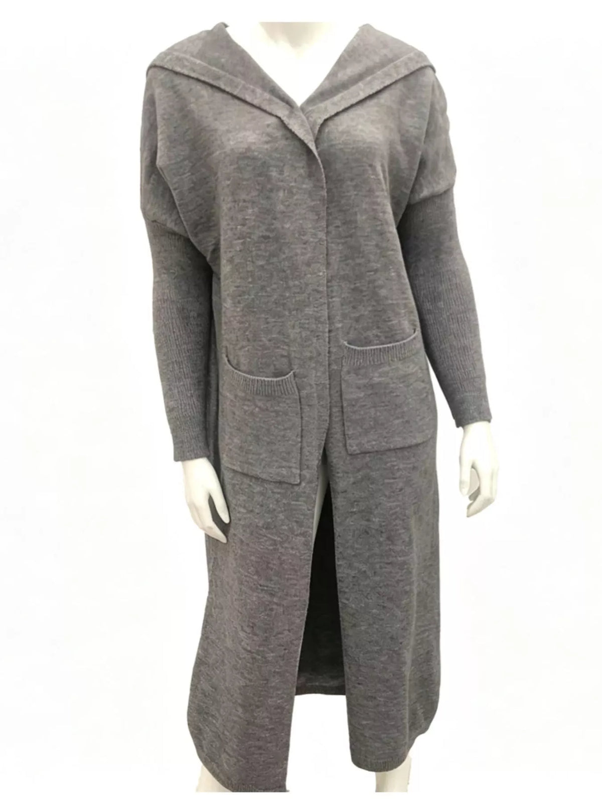 Women's Letter Back Hooded Cardigan in French Blue, front view