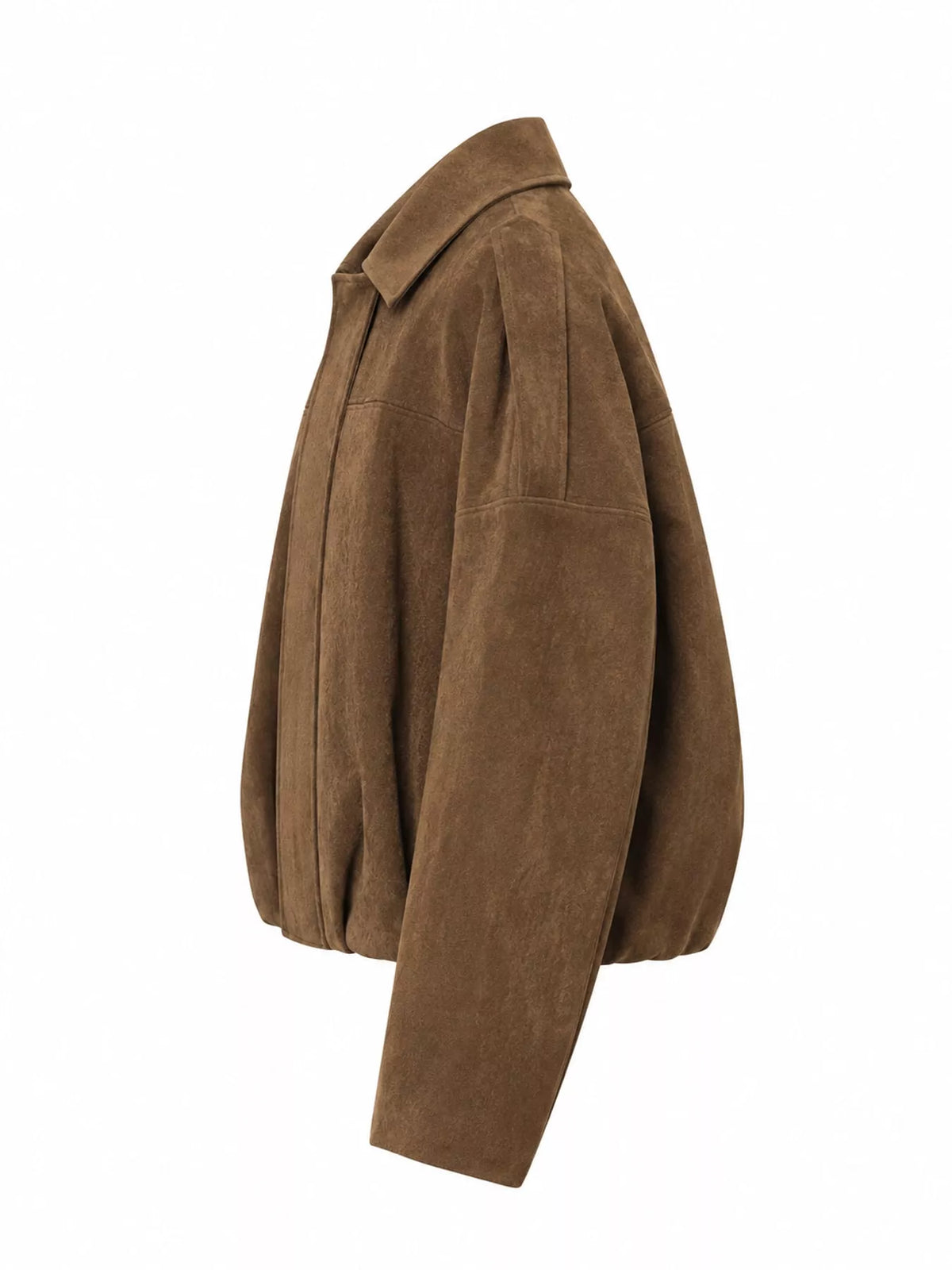Faux Suede Collared Bomber Jacket — side view