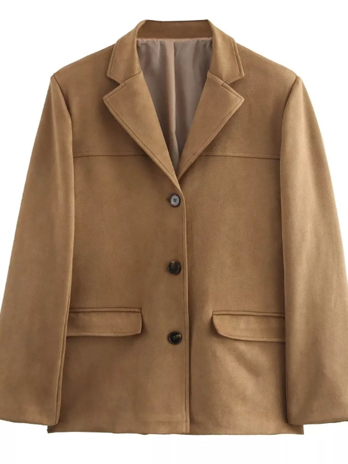 Light brown lapel blazer, front view