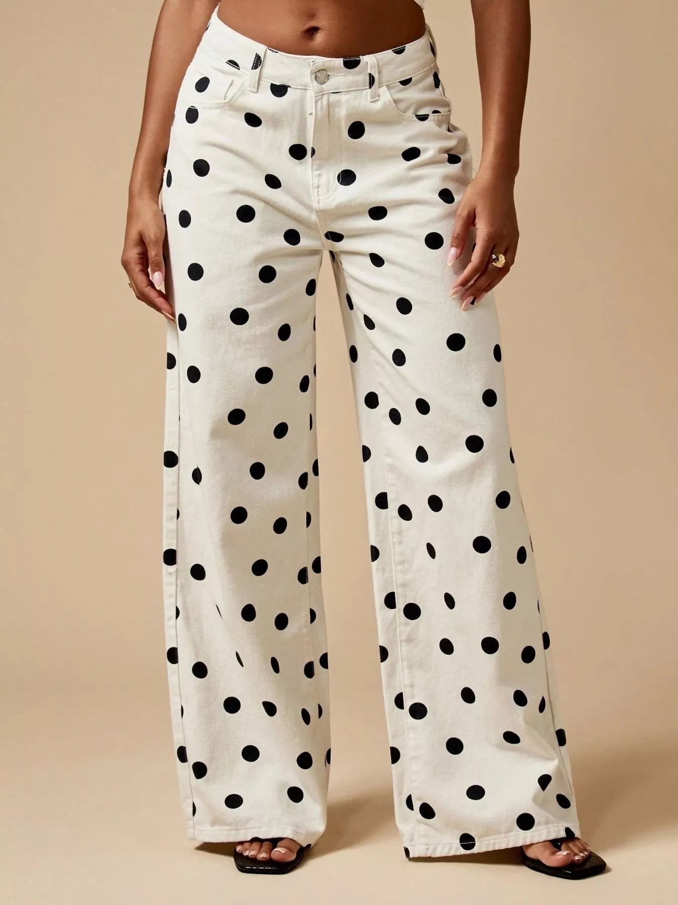 Trendsi Polka Dot Wide-Leg Jeans -