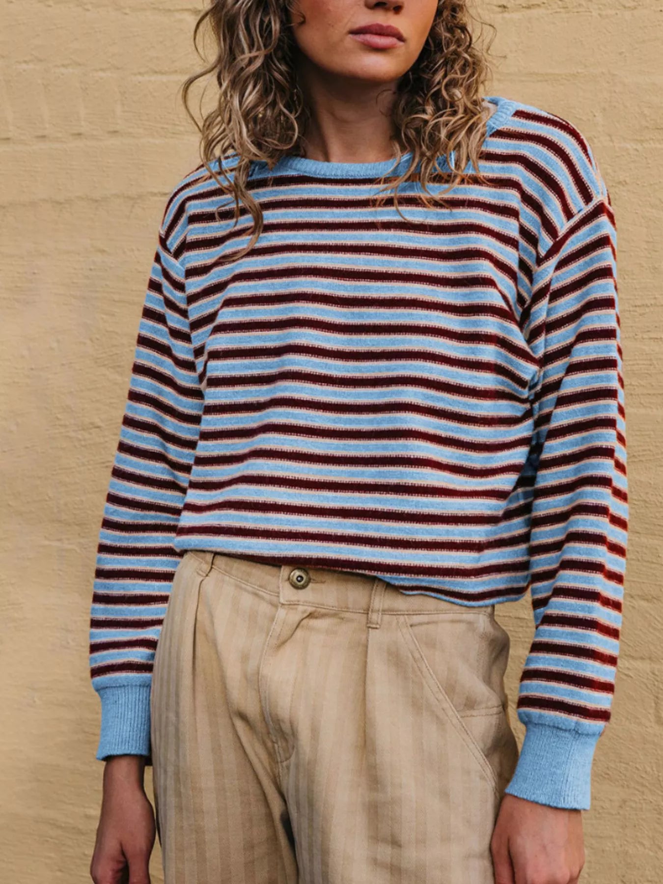 Trendsi Striped Crew Neck Sweater -