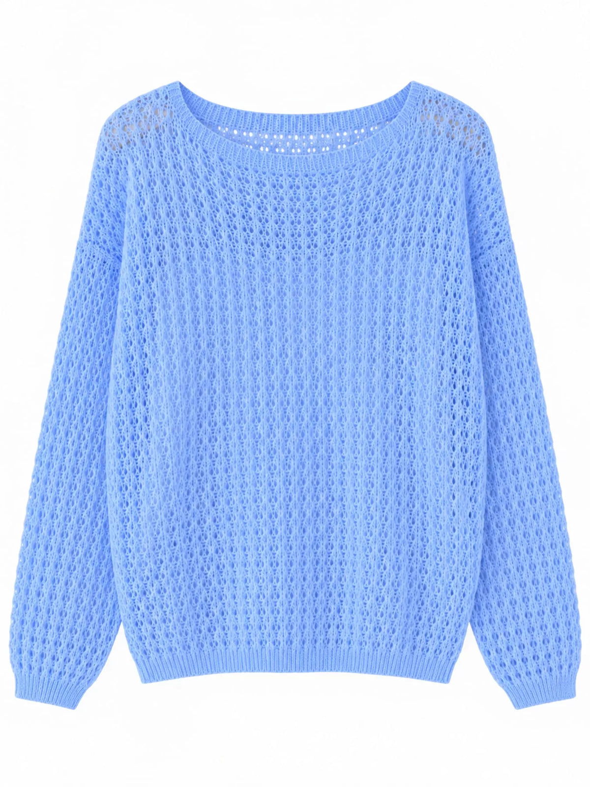 Blue openwork knit cover-up top