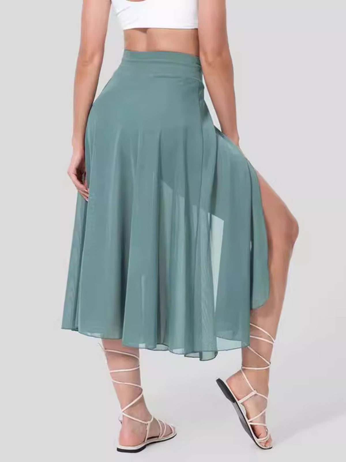 Trendsi Slit Flowy Skirt with Shorts Liner -