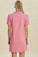 Trendsi Double Take Full Size Texture Short Sleeve Dress - Dresses