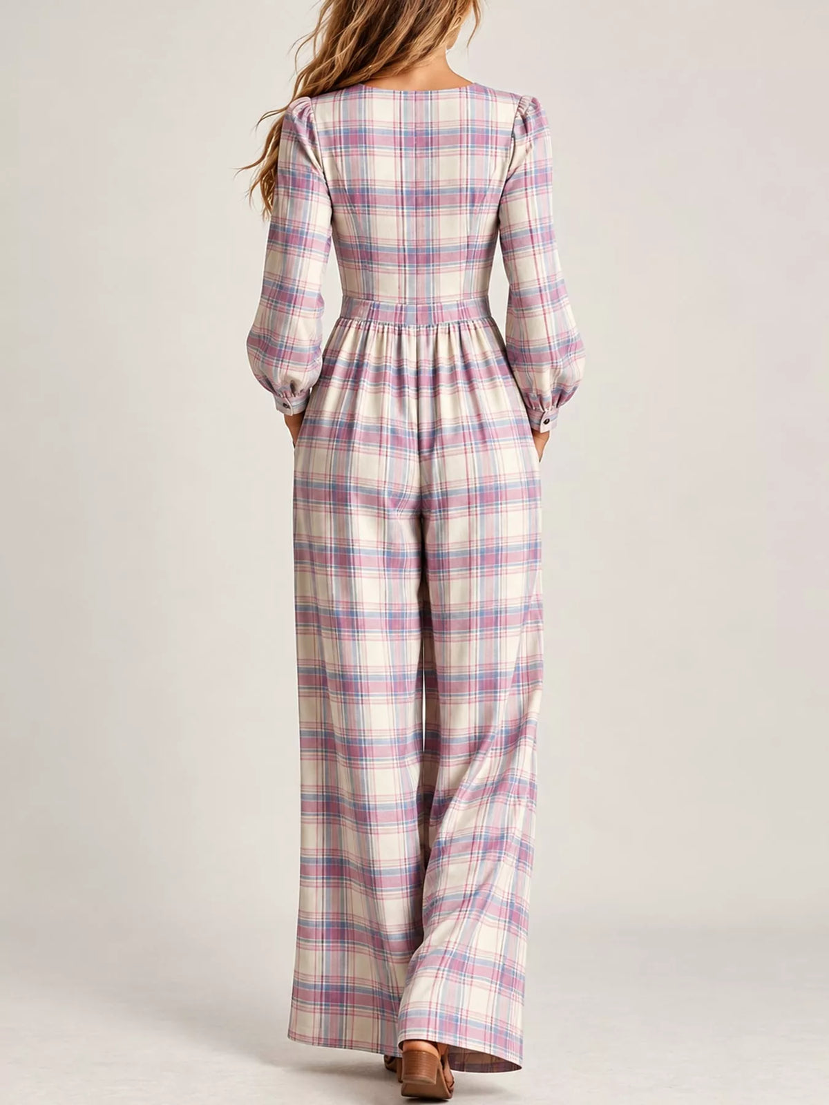 Plaid jumpsuit, purple back
