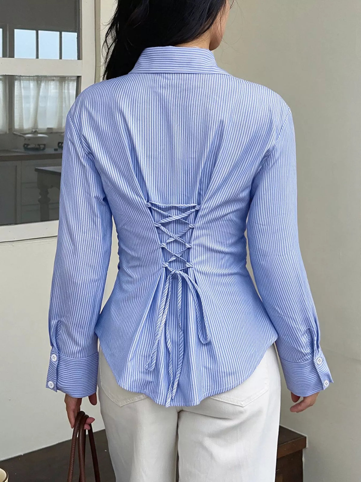 Trendsi Striped Slim-Fit Button-Down Shirt -