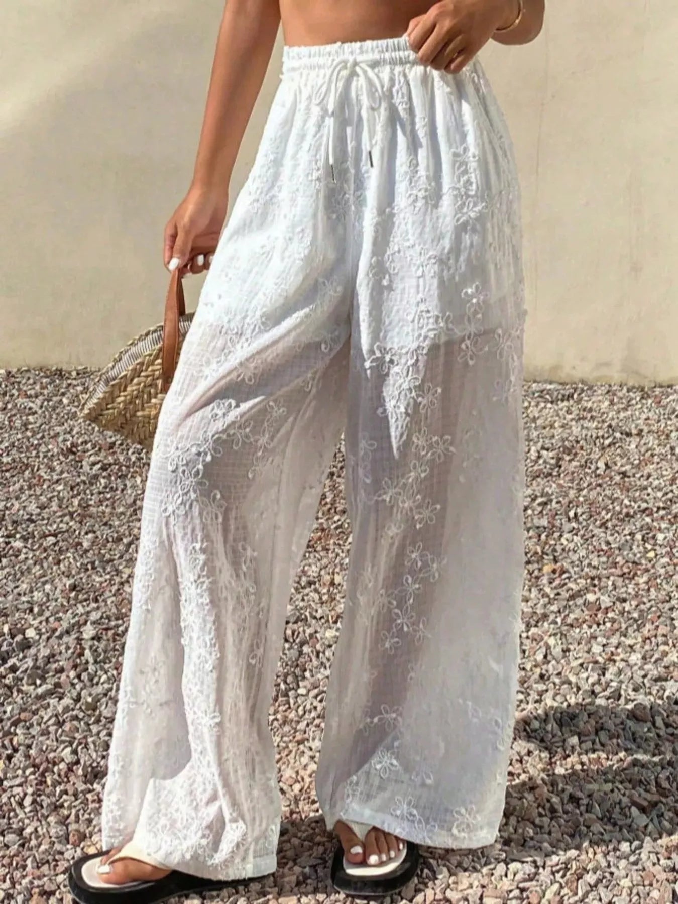 Trendsi Drawstring Wide-Leg Pants -