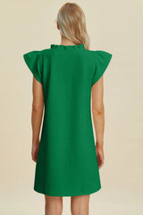 Trendsi Double Take Full Size Ruffled V-Neck Cap Sleeve Dress -