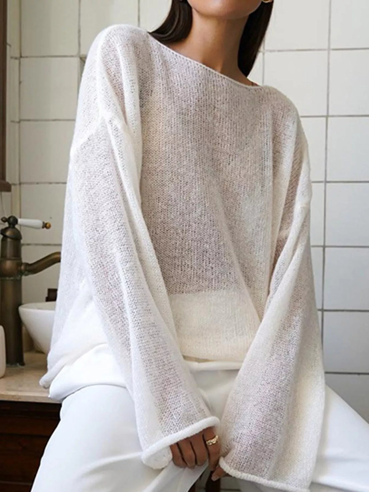 Knit cover-up, white front
