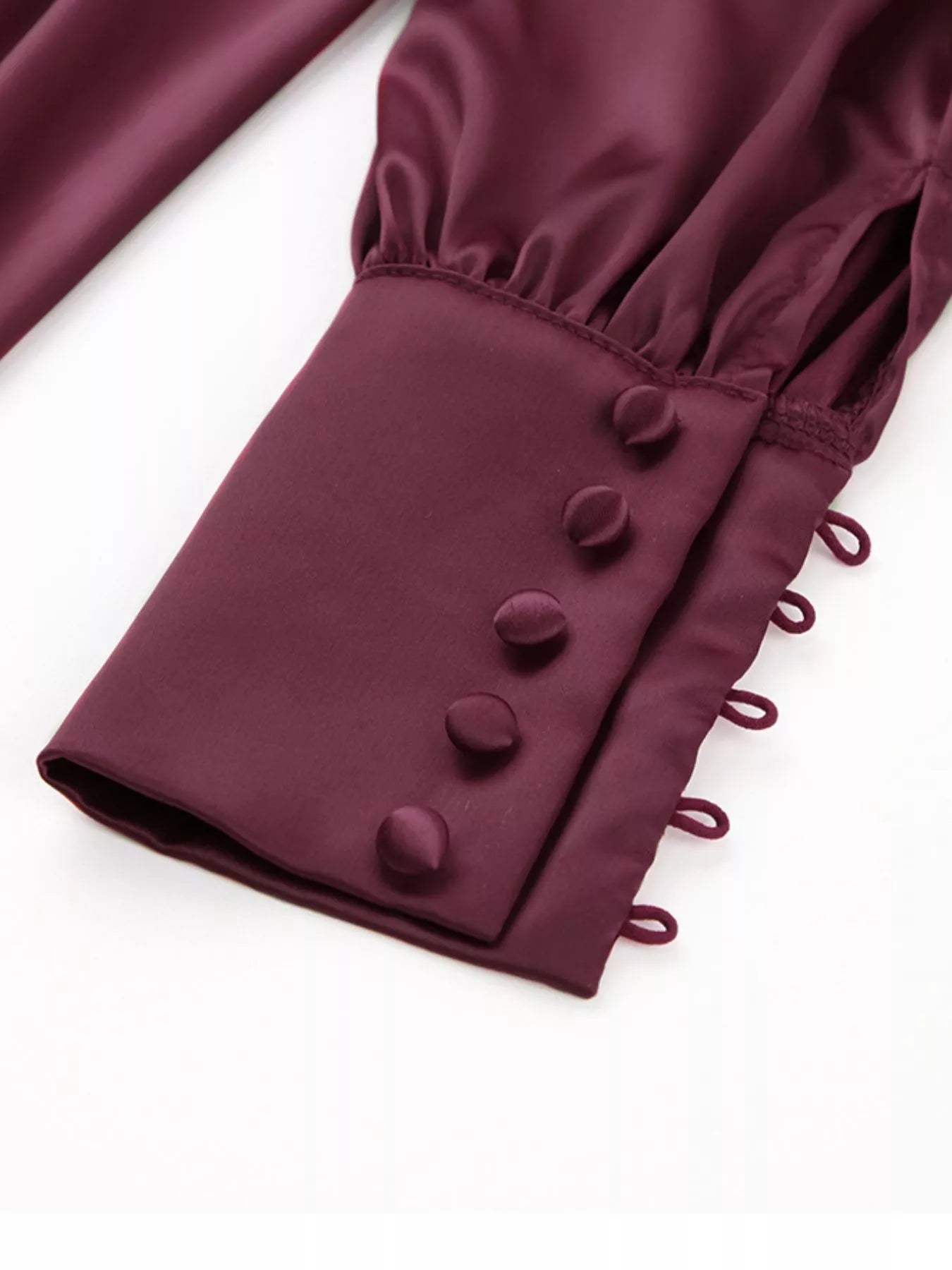Trendsi Elegant V-Neck Puff Sleeve Button-Down Midi Dress -