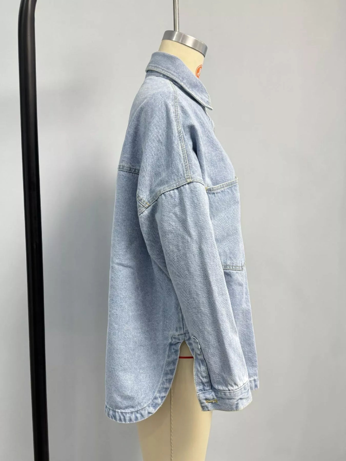 Denim Blue button-down dropped shoulder denim jacket