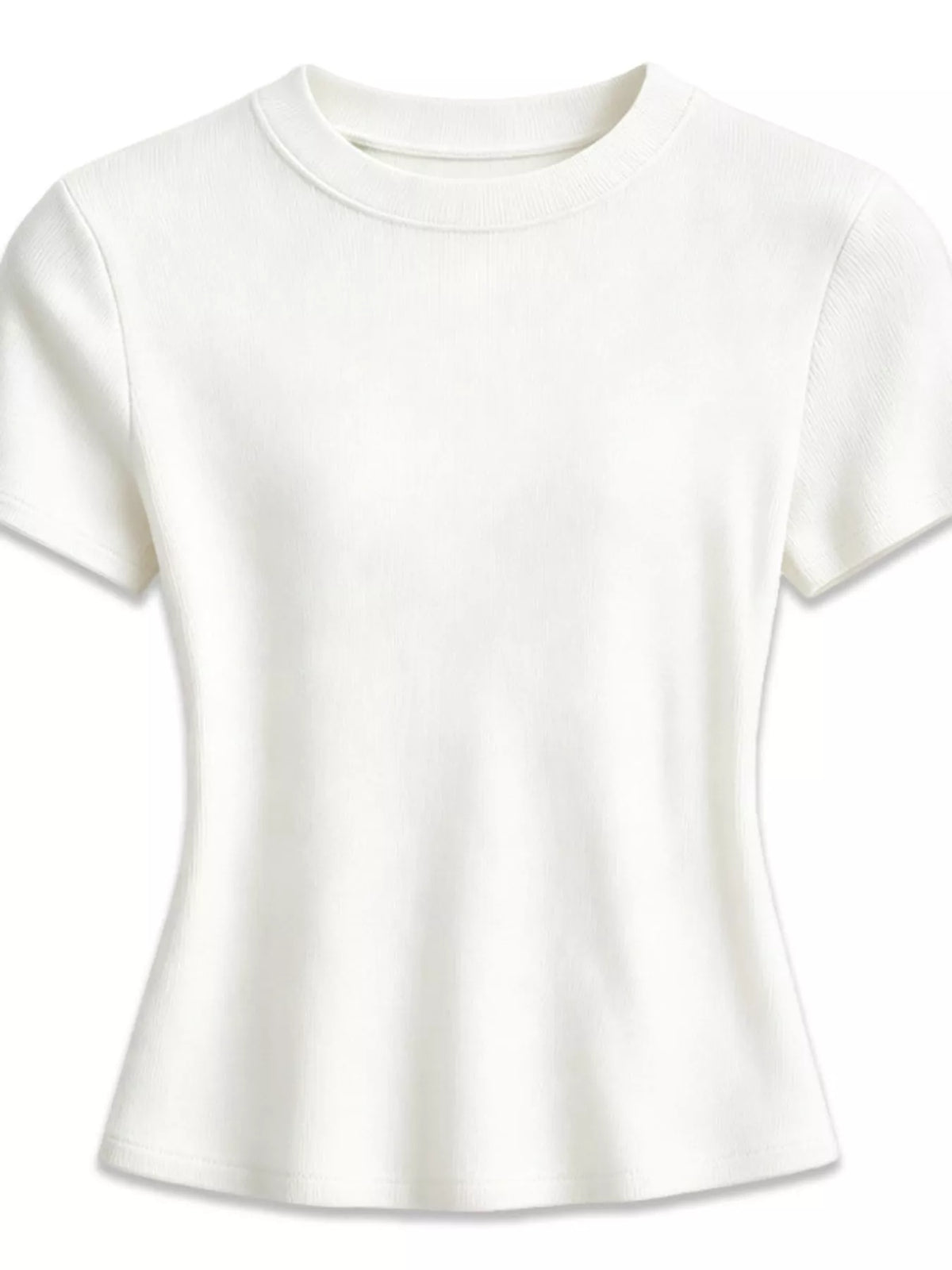 White slim-fit crew neck T-shirt, front product view
