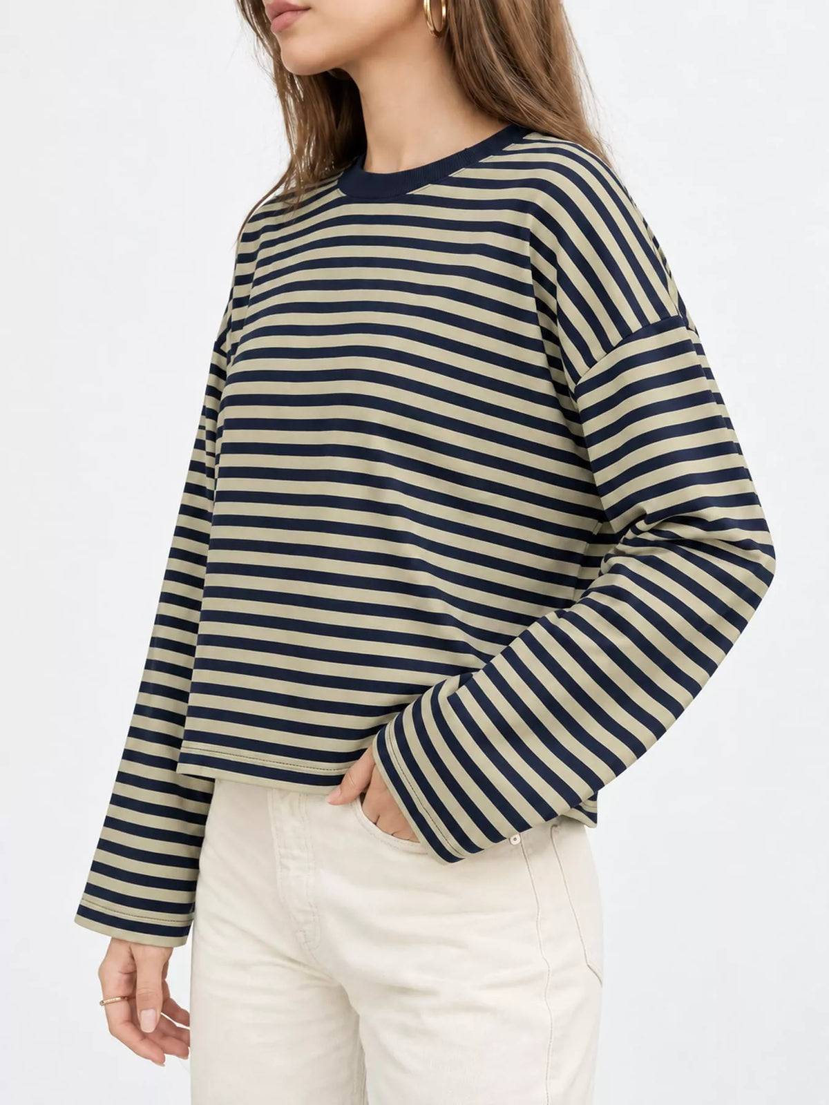 Long Sleeve Crew Neck T-Shirt — side view