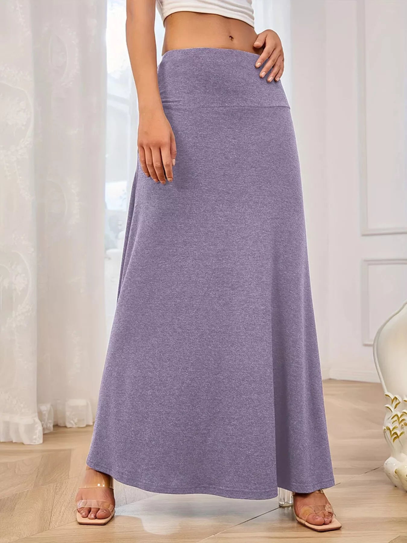 Trendsi Flowy Maxi Skirt with Wide Waistband -