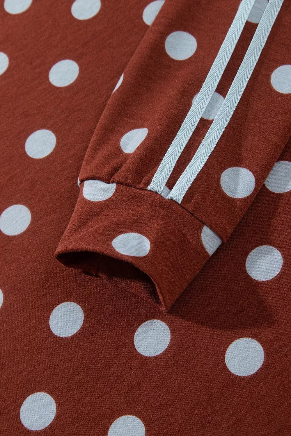Brown polka dot side-stripe top and pants set