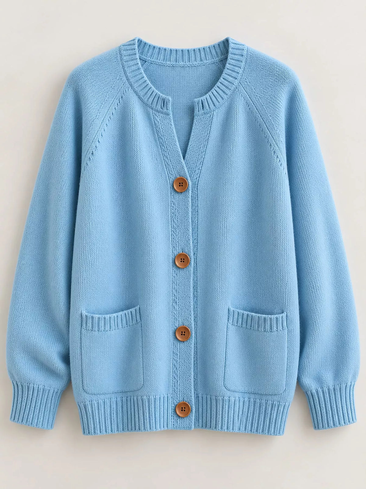 Women's Button-Down Knit Cardigan in light blue — flat lay view