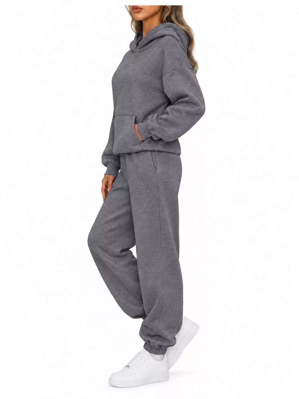 Kangaroo Pocket Hoodie and Joggers Set — side view