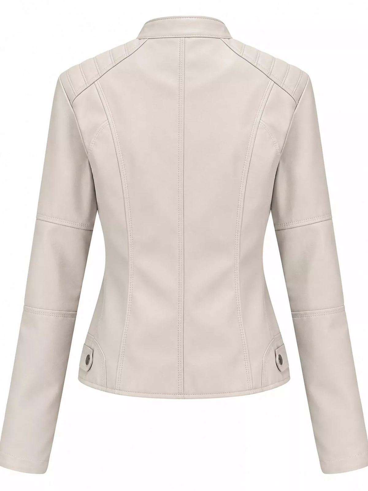 Faux-leather moto jacket, cream back