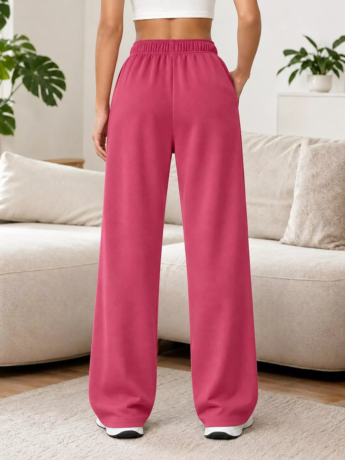 Rose Red wide-leg pants with drawstring