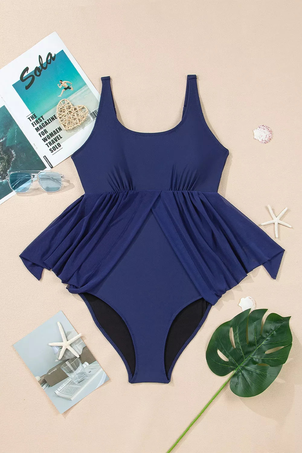 Trendsi Mesh Patchwork V Neck Half Sleeve Bodycon One Piece Swimwear -