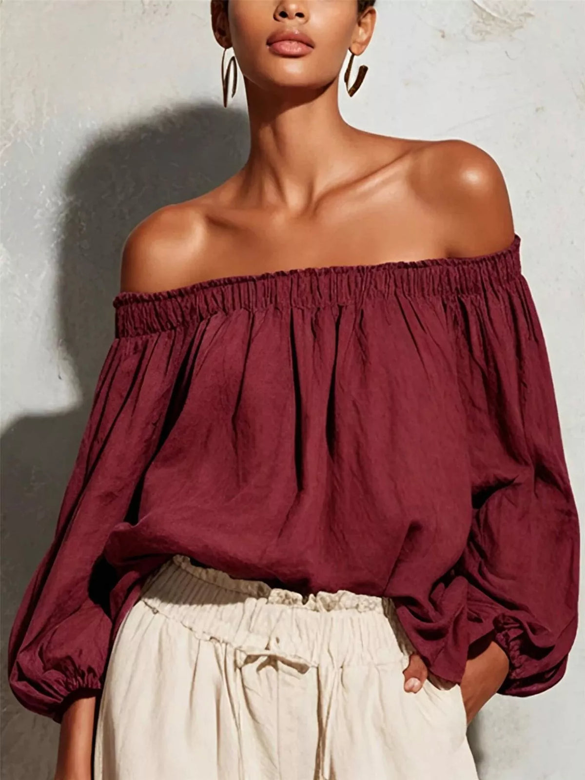 Trendsi Off-Shoulder Long Sleeve Blouse -