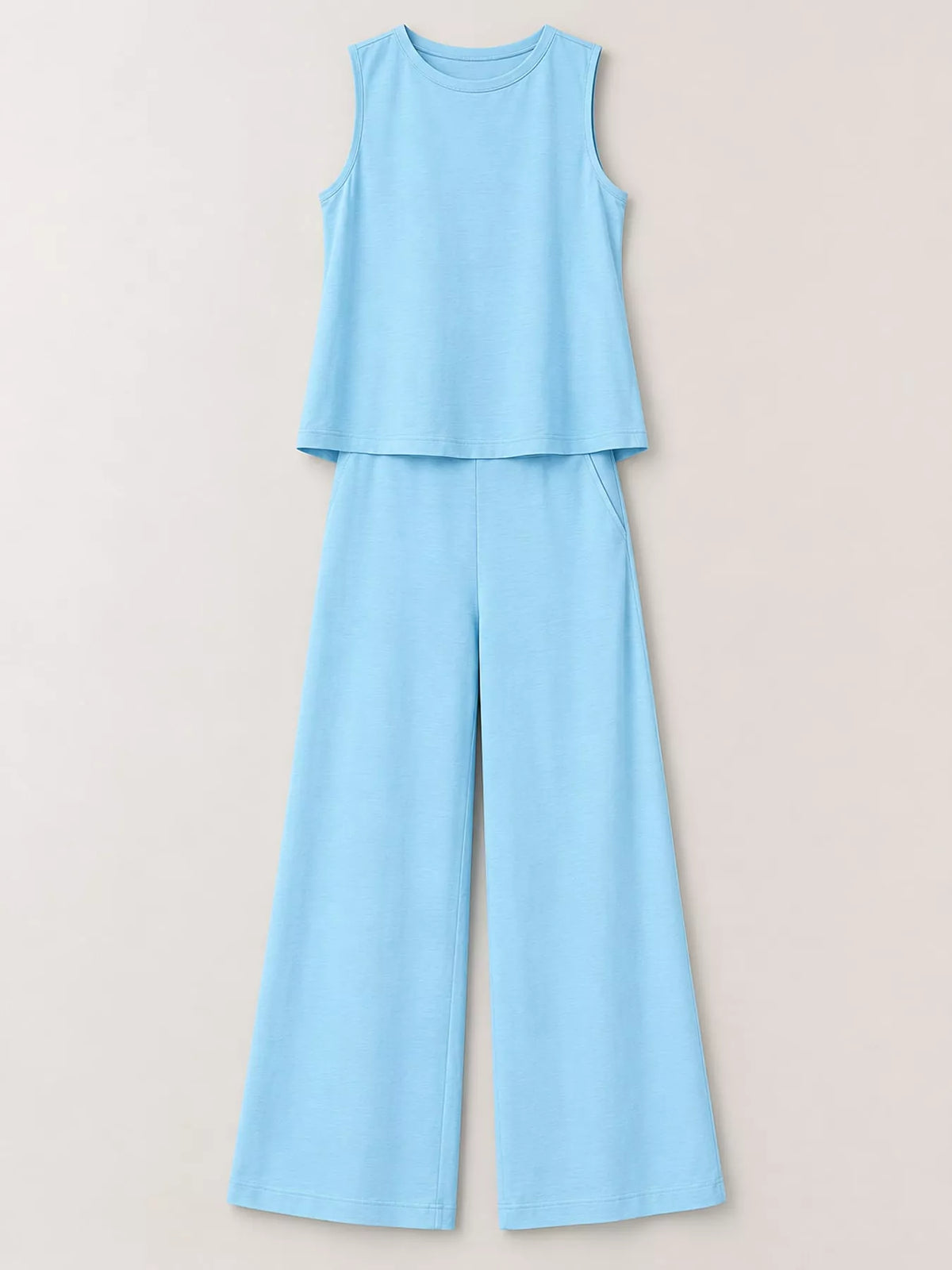 Sleeveless Tank Top and Wide-Leg Pants Set — garment front