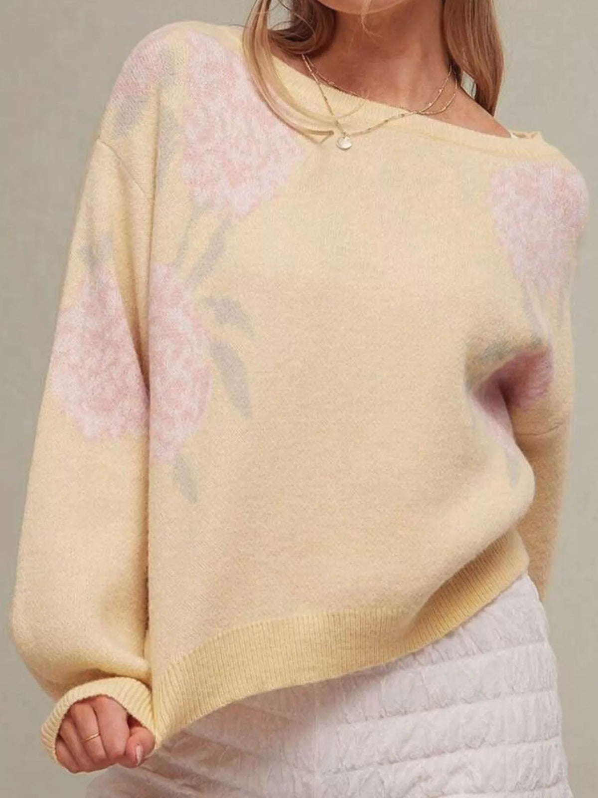 Yellow floral pattern sweater