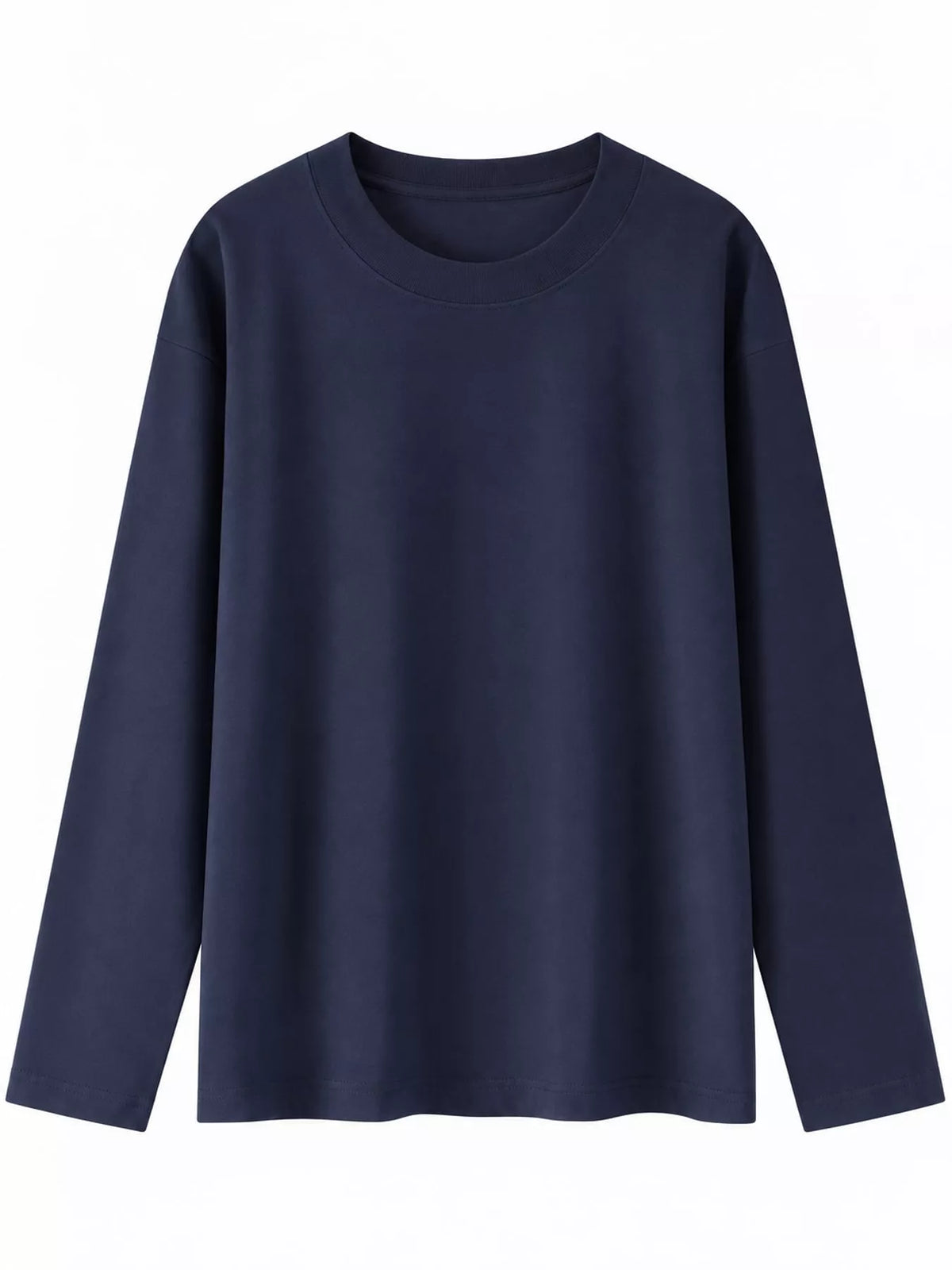 Solid Long-Sleeve Crew Neck T-Shirt — garment front