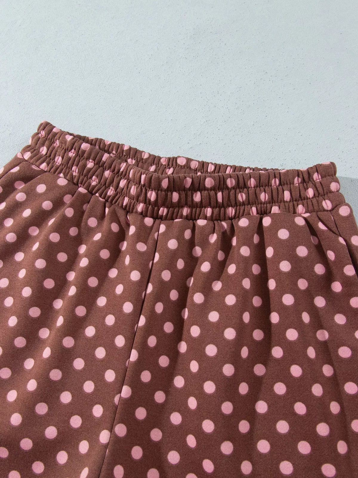 Polka-dot top and shorts set, shorts elastic waist