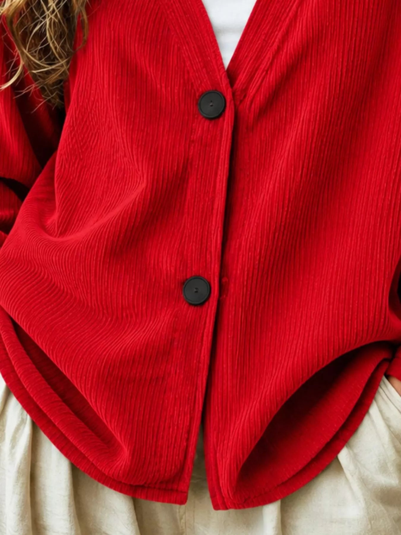Trendsi Casual Corduroy Button-Up Cardigan -