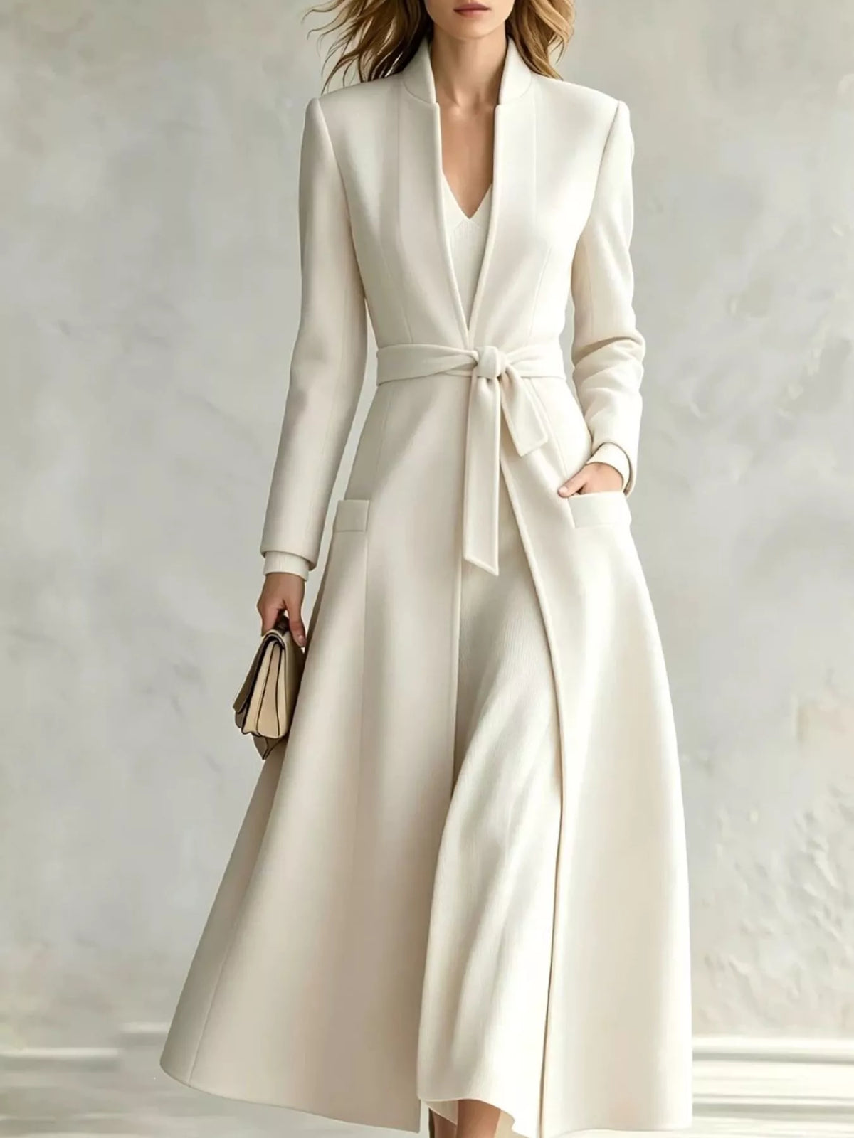 Longline Belted Trench Coat — front view