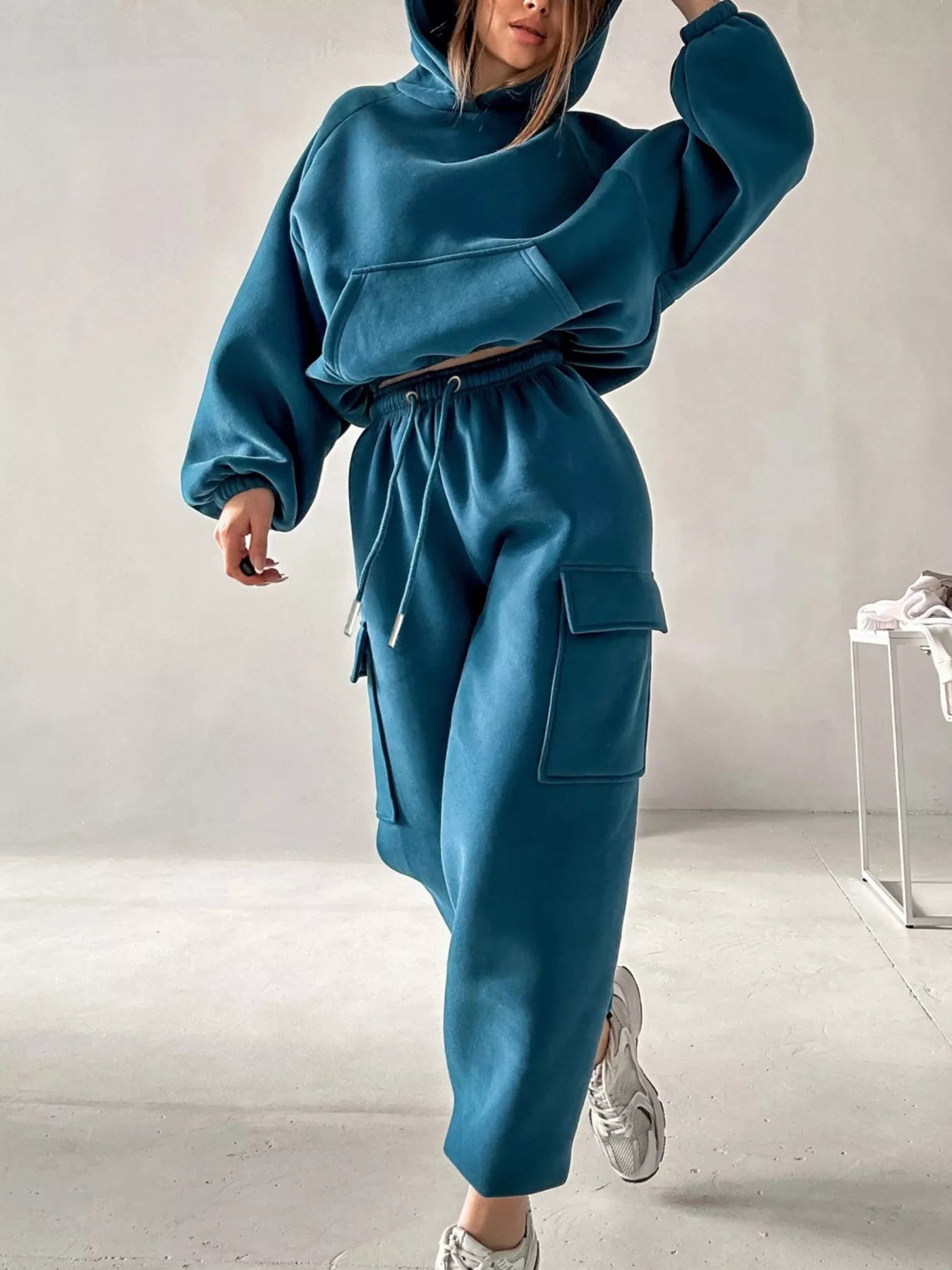 Trendsi Kangaroo Pocket Hoodie and Joggers Set -