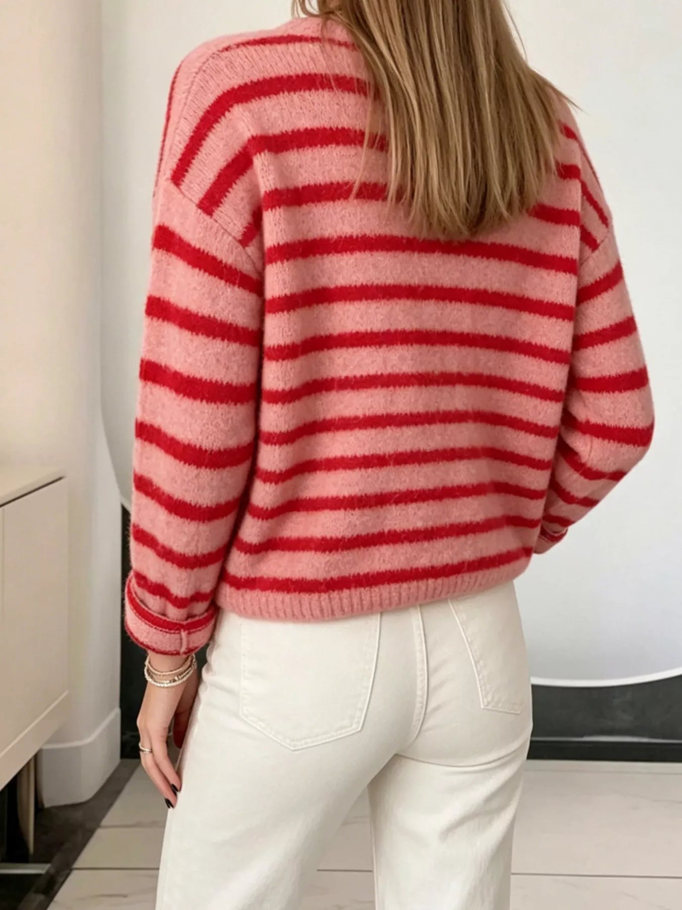 Trendsi Striped Button-Down Cardigan -