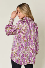 Trendsi Double Take Full Size Printed Smocked Long Sleeve Blouse -