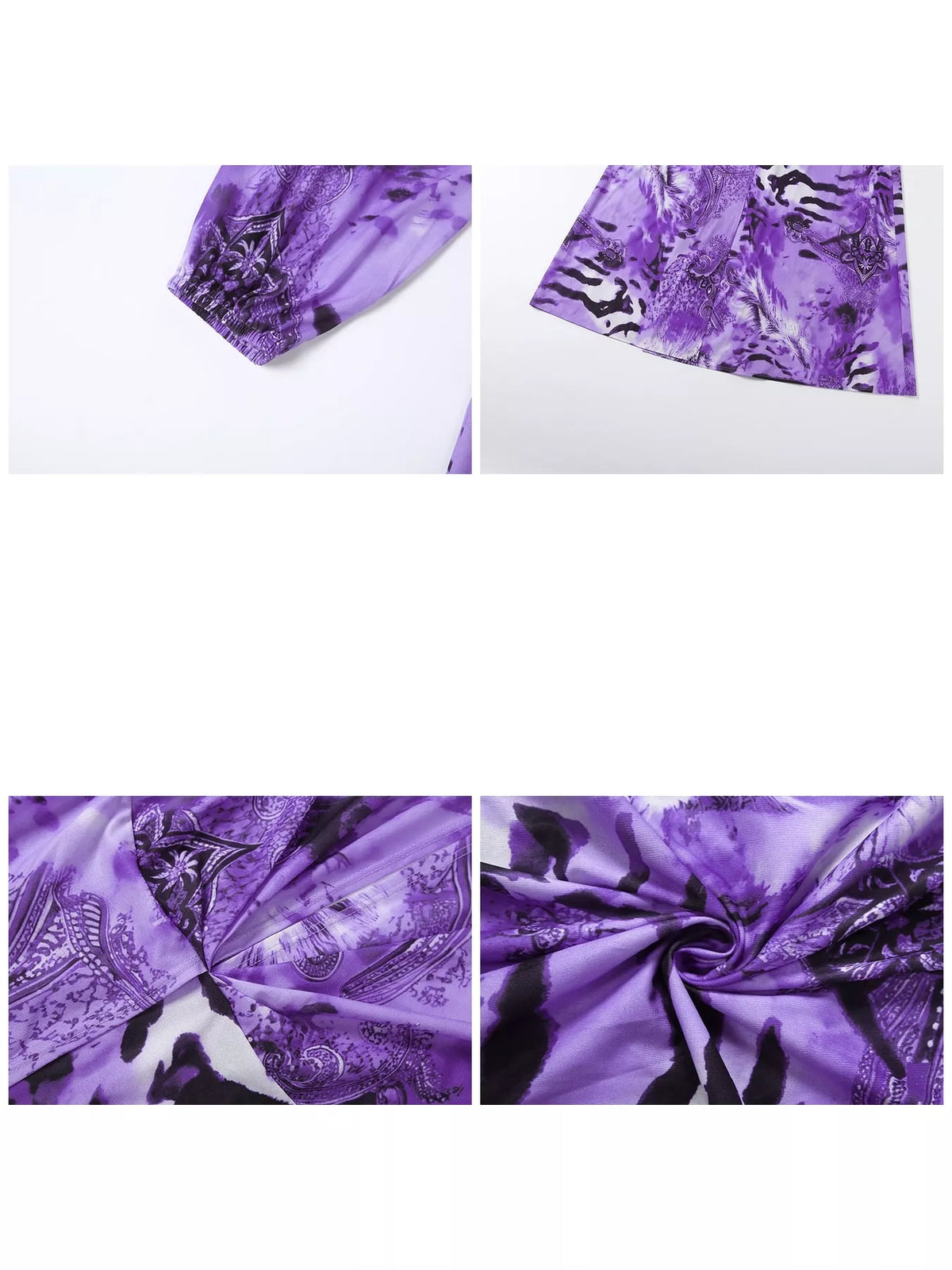 Printed maxi dress, purple detail collage
