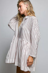 Trendsi POL Striped Gathered Waist Woven Shirt Dress -