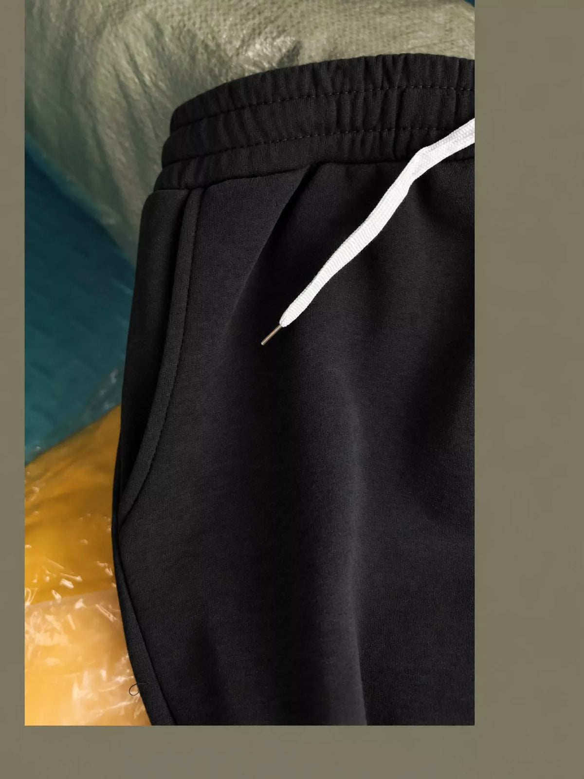Black wide-leg pants with drawstring