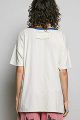 Trendsi POL American Flag Color Block Side Slit Cotton Top -