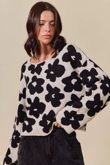 Trendsi SO ME Loose Fit Flower Lightweight Sweater Top -