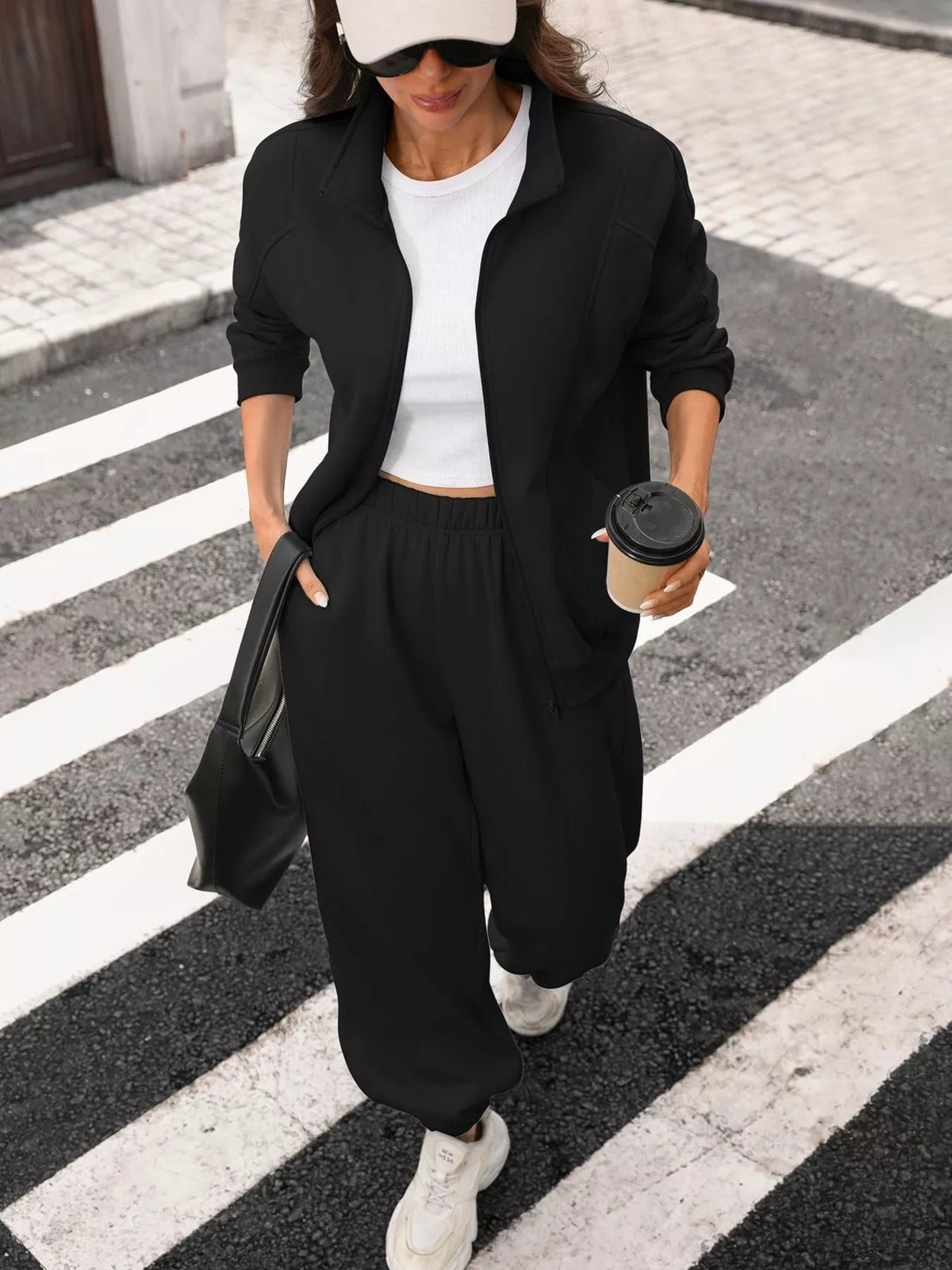 Trendsi Zip-Up Long Sleeve Top and Pants Set -