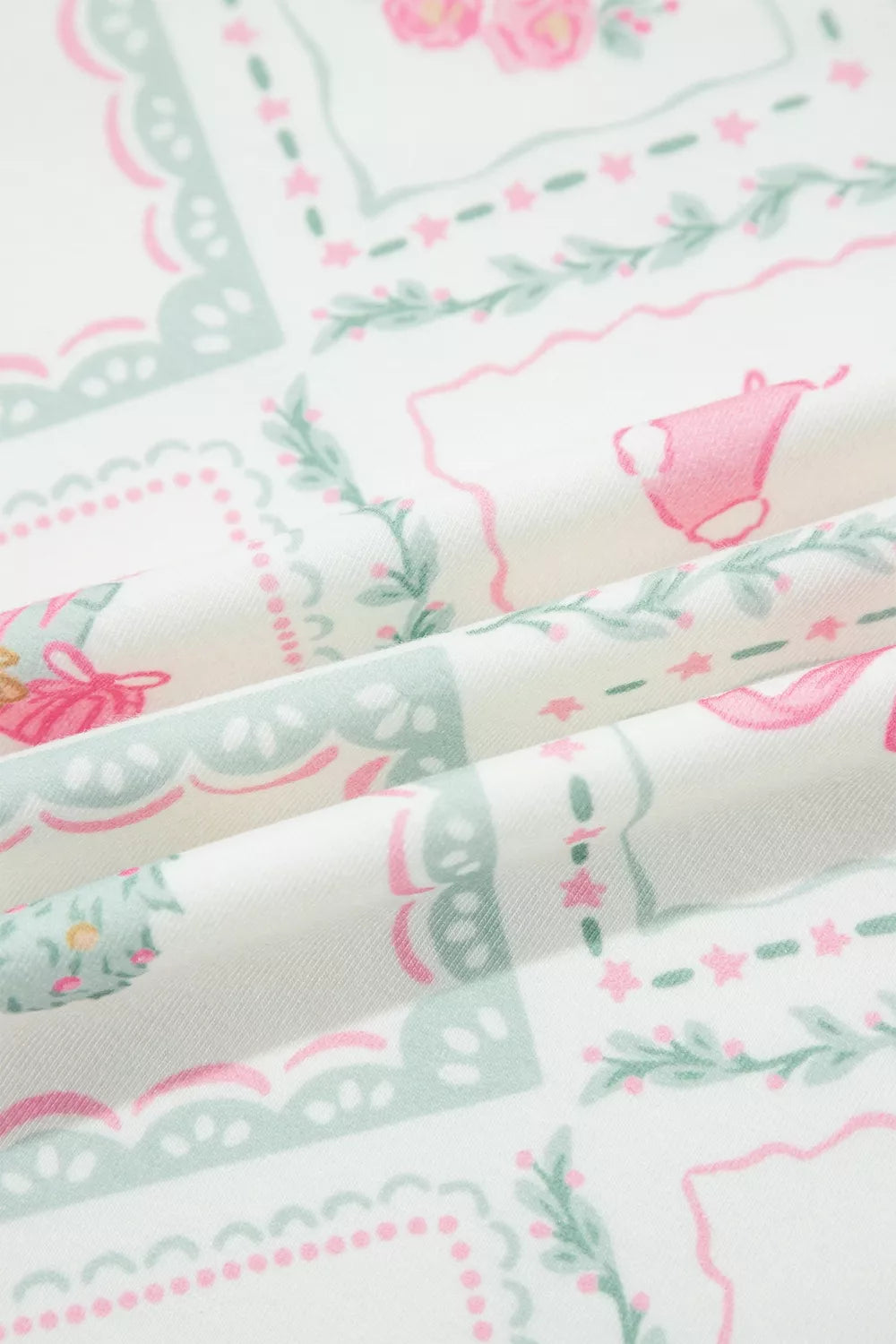 Christmas Long Sleeve Top and Pants Lounge Set, print detail