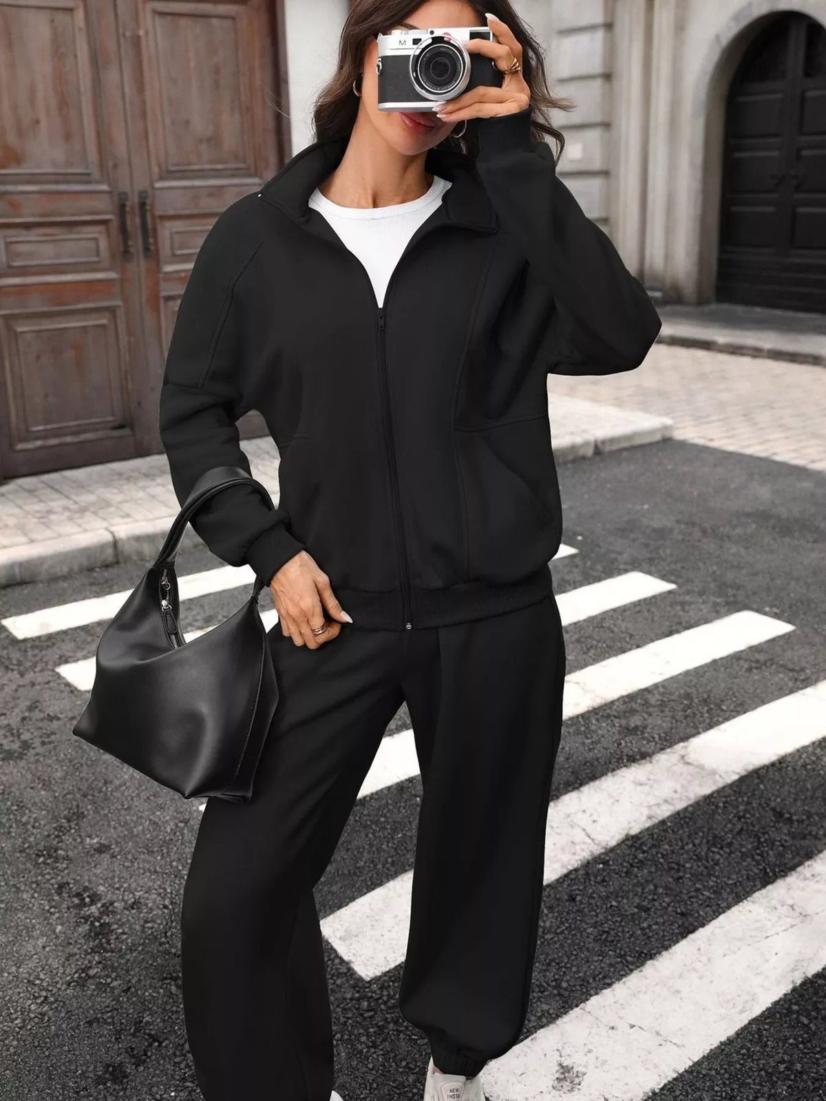 Trendsi Zip-Up Long Sleeve Top and Pants Set -