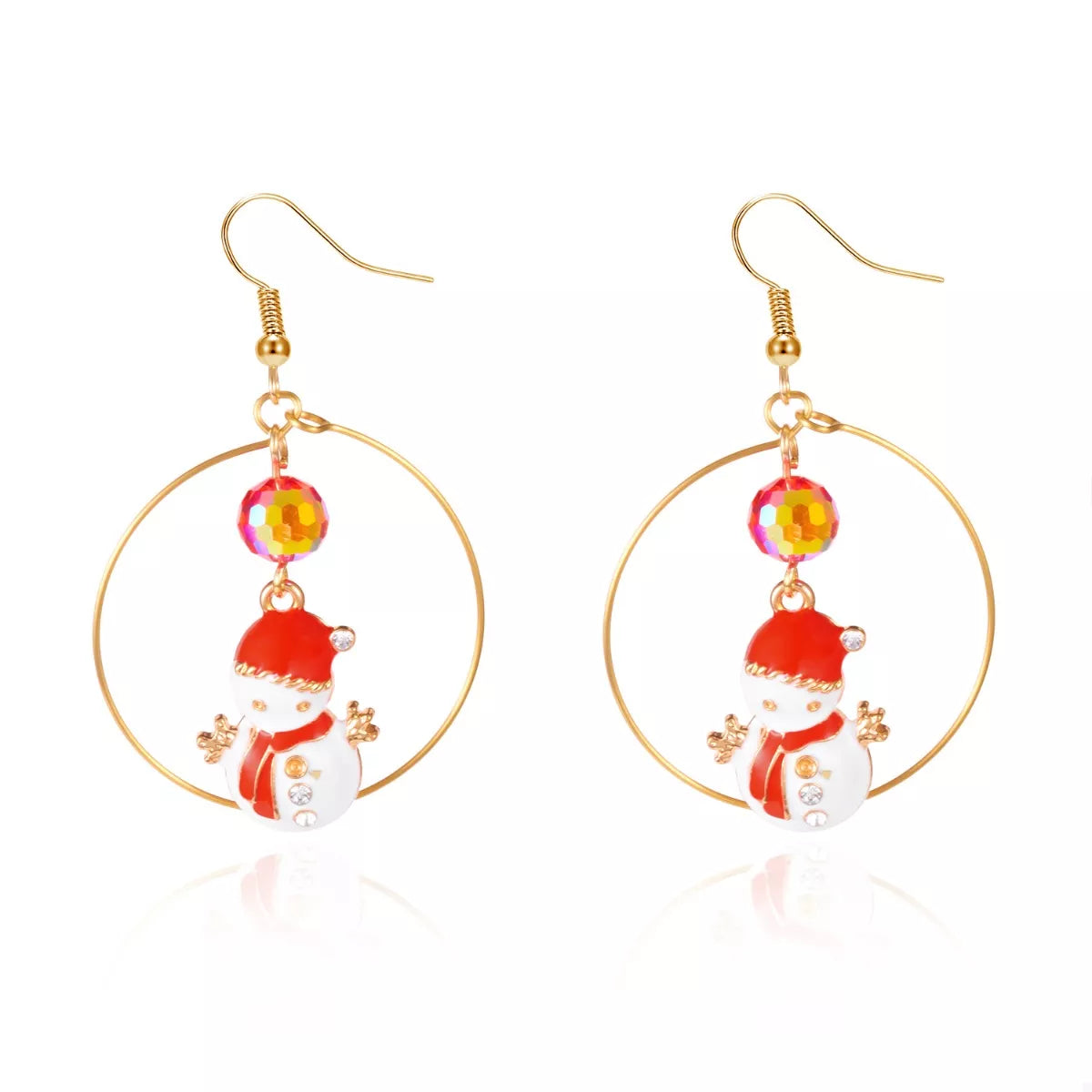 Trendsi 18K Gold-Plated Christmas Snowman Earrings -
