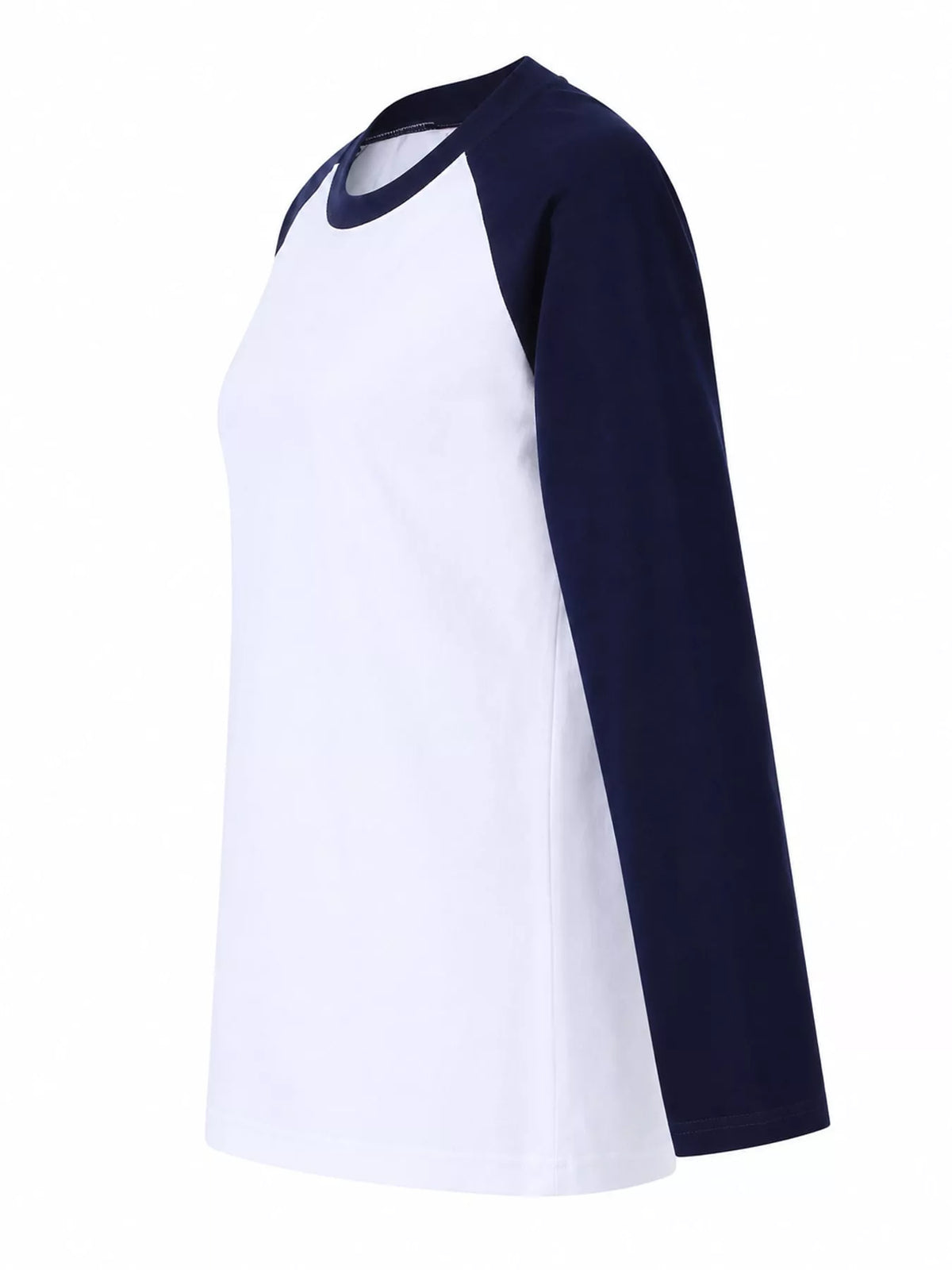 White And Navy contrast raglan long sleeve t-shirt