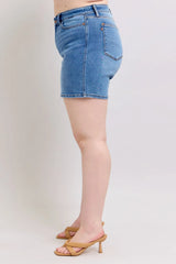 Trendsi Judy Blue Full Size 2 Button Denim Shorts with Pockets Plus Size -