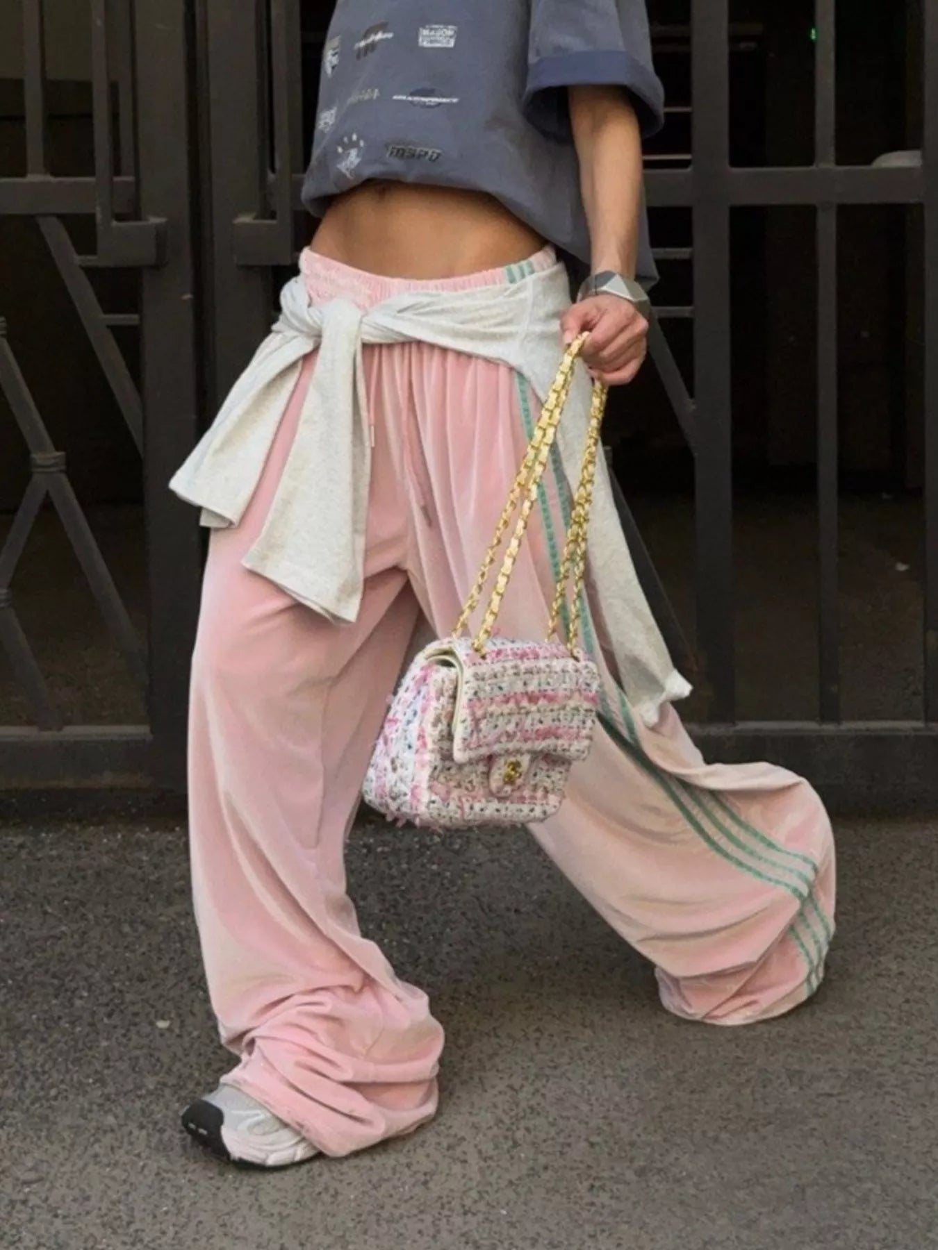 Trendsi Contrast Side Stripes Wide-Leg Pants -