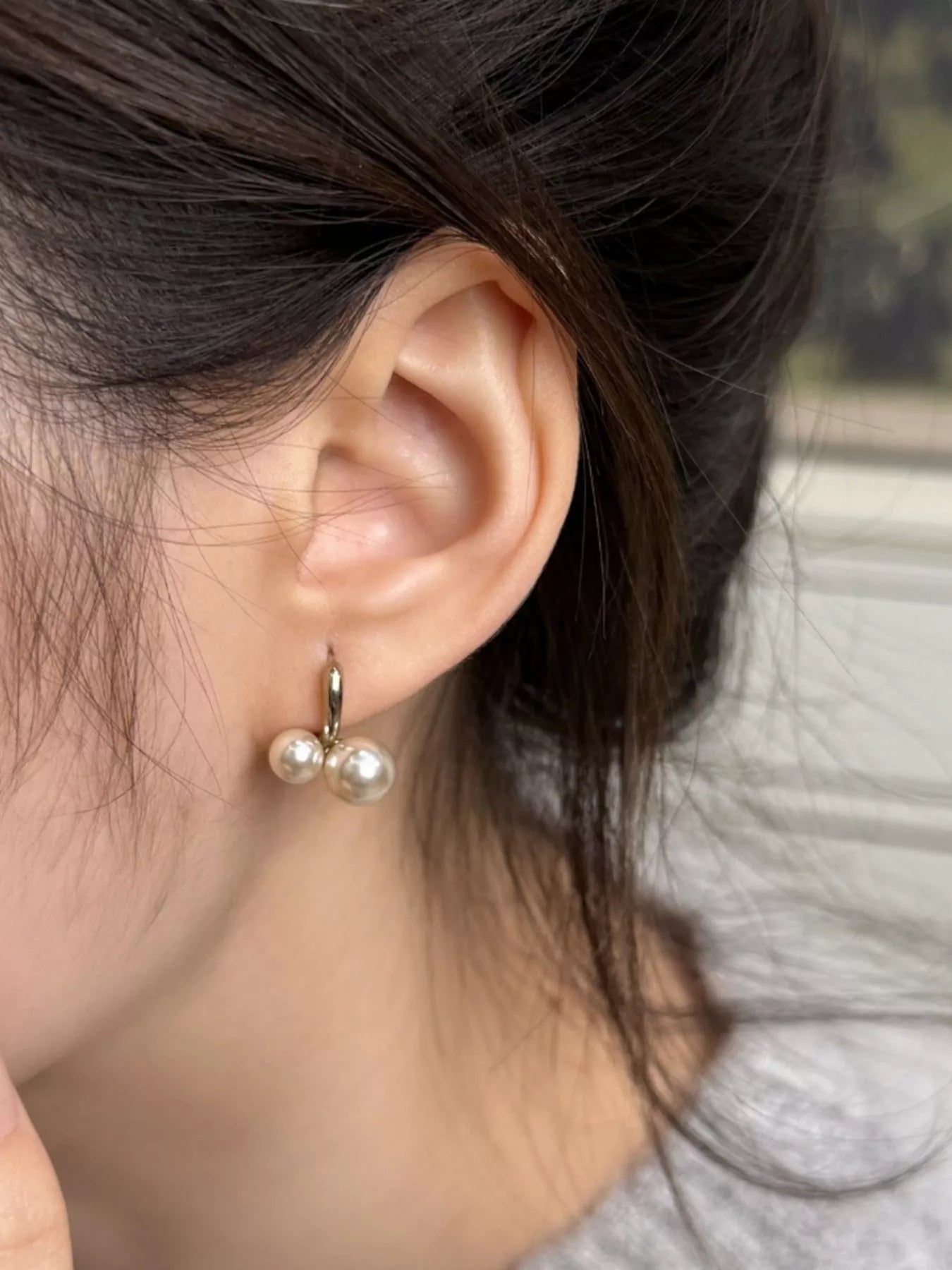 Trendsi Double Pearl Hoop Earrings -
