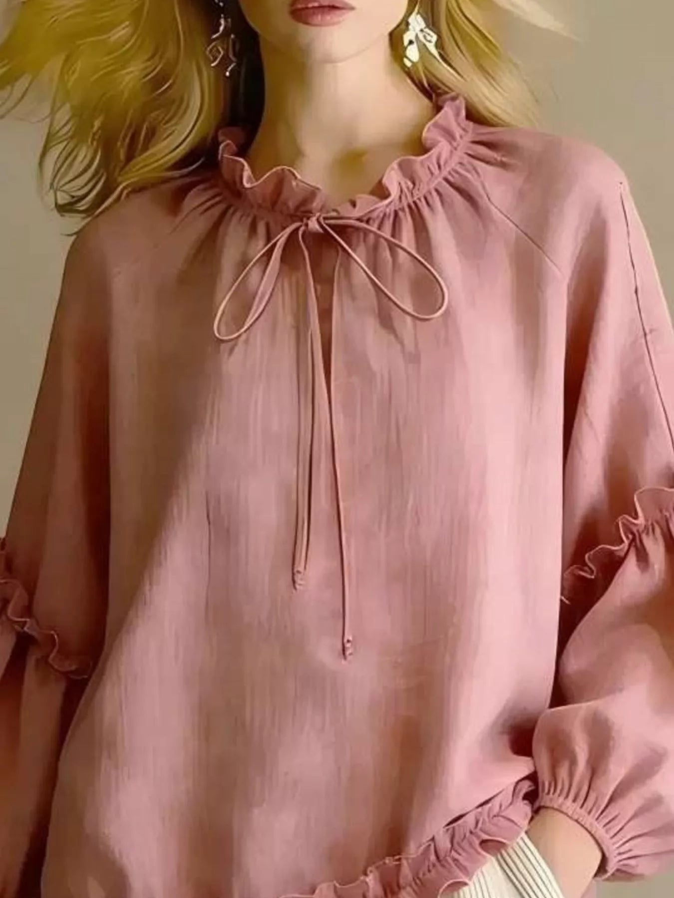 Trendsi Frill Balloon Sleeve Blouse -